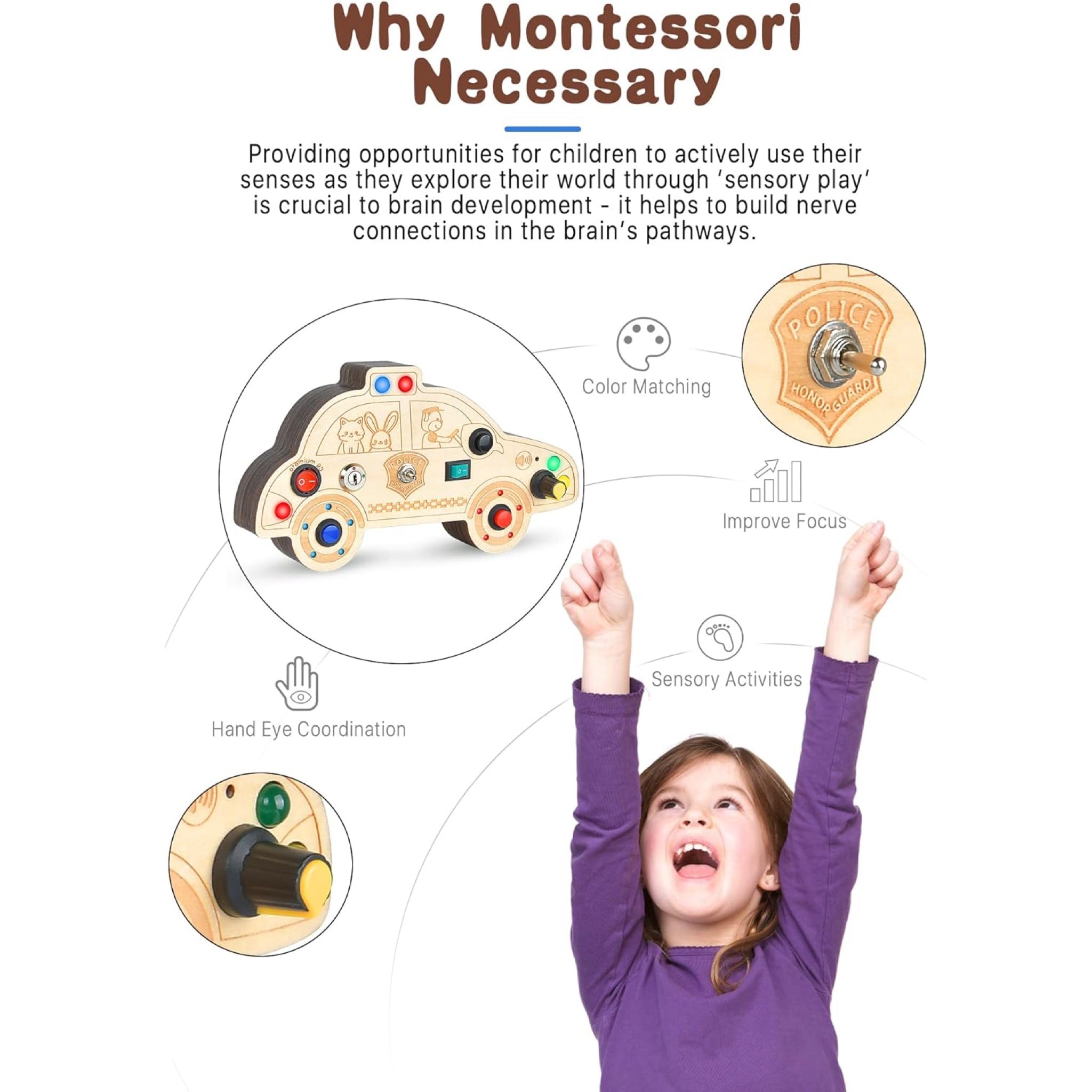 Police Cruiser Montessori Busy Board-V7